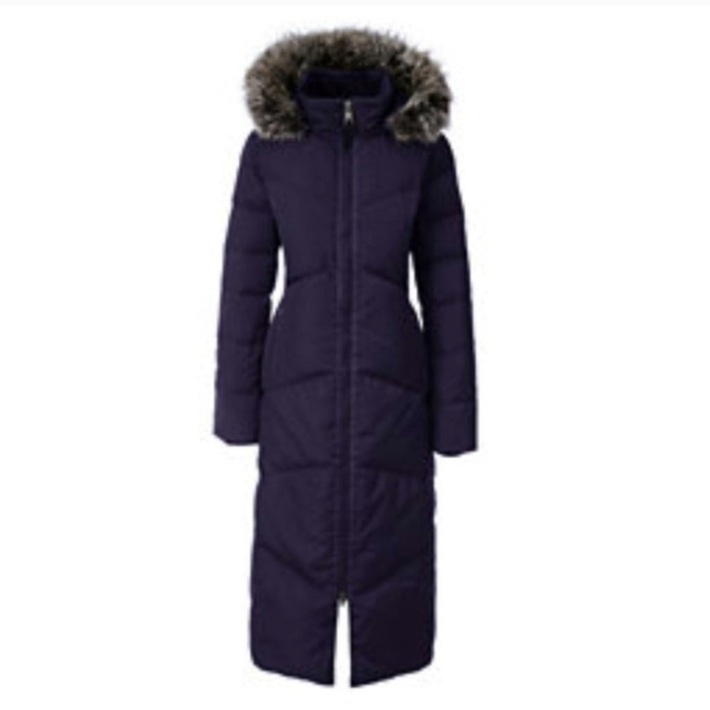 ISO Lands End BLACK Maxi Coat Size Medium